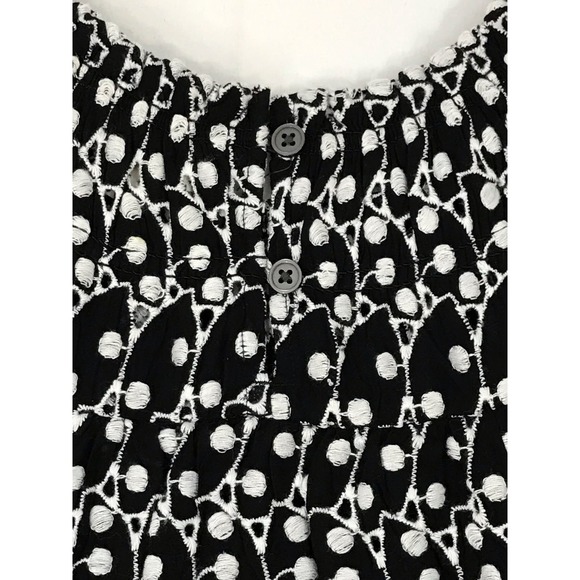 Ann Taylor Loft Black & White Eyelet Smocked Yoke Swing Dress Size Medium - Picture 6 of 11